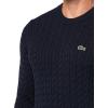 imageLacoste Mens French Fashion Sport Regular Fit Crew Neck Long Sleeve Cable Stitch SweaterNavy BlueGreen