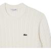 imageLacoste Mens French Fashion Sport Regular Fit Crew Neck Long Sleeve Cable Stitch SweaterWhiteGreen