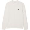 imageLacoste Mens French Fashion Sport Regular Fit Crew Neck Long Sleeve Cable Stitch SweaterWhiteGreen