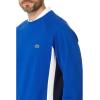 imageLacoste Mens Long Sleeve Relaxed Fit Colorblocked Crewneck SweatshirtCobaltNavy Blueflour