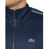 imageLacoste Mens Regular Fit Long Full Zip Collared Sweatshirt WSingle Stripe Sleeve Detailing MmNavy Blue