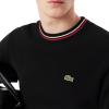 imageLacoste Mens Short Sleeve Classic Fit Crew Neck SweaterBlack  Grenadine Red   Off White