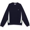 imageLacoste Mens Long Sleeve Relaxed Fit Colorblocked Crewneck SweatshirtNavy BlueGreenflour