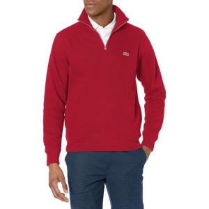 imageLacoste Mens Long Sleeve Quarter Zip Cotton SweatshirtBordeaux