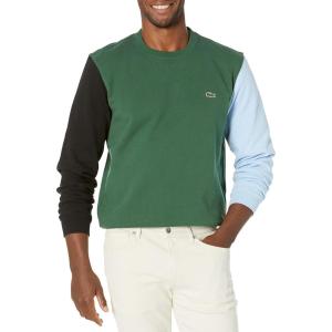 imageLacoste Mens Ls Colorblock Crewneck with Badge on Left ChestVertNoirpanorama