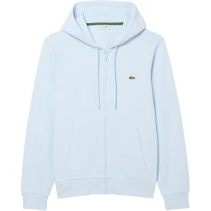 imageLacoste Mens NonBrushed Fleece Half Zip HoodieLight Blue