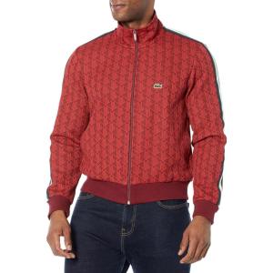imageLacoste Mens Paris Monogram Zip Up SweatshirtPinotRed