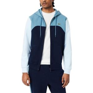 imageLacoste mens Classic Fit Colorblock Zip SweatshirtNavy Blue  Dark Blue   Light Blue