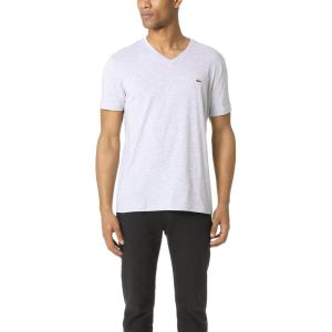 imageYellow Pima Cotton VNeck TShirt by LacosteSilverGrey Chine