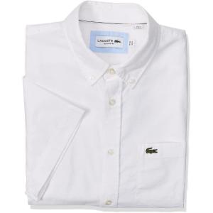 imageLacoste Mens Short Sleeve Oxford Button Down Collar Regular Fit Woven ShirtWhite
