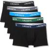 imageLacoste Mens Cotton Stretch Essentials Trunks 5Pack Amazon ExclusivesBlackGraphiteGreenKingdomNavy Blue