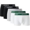 imageLacoste Mens Cotton Stretch Essentials Trunks 5Pack Amazon ExclusivesBlackWhiteSilver Chine