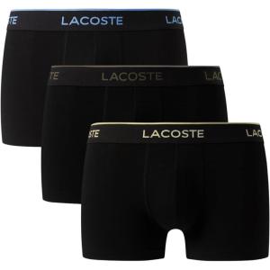 imageLacoste Mens Cotton Stretch Essentials Trunks 3Pack Amazon ExclusivesBlackVaporousOliveSesame