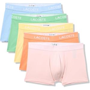 imageLacoste Mens Cotton Stretch Essentials Trunks 5Pack Amazon ExclusivesOverviewLiamoneYellowCorallineFlamingo