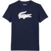 imageLacoste Mens Ultra Dry XXL Logo Sport TShirtNavy Blue  White