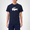 imageLacoste Mens Ultra Dry XXL Logo Sport TShirtNavy Blue  White