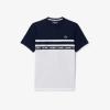imageLacoste Mens Sport Ultra Dry Piqu Tennis TShirtWhiteNavy Blue