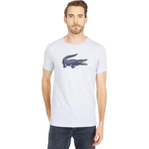 imageLacoste Mens Ultra Dry XXL Logo Sport TShirtGrey Chine  Navy Blue