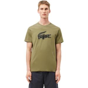 imageLacoste Mens Ultra Dry XXL Logo Sport TShirtKhakiBlack