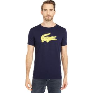 imageLacoste Mens Ultra Dry XXL Logo Sport TShirtNavy BlueWasp