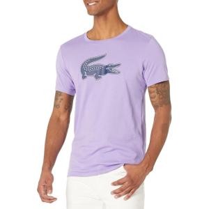 imageLacoste Mens Ultra Dry XXL Logo Sport TShirtNeva PurpleNavy Blue
