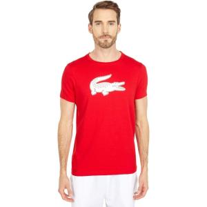 imageLacoste Mens Ultra Dry XXL Logo Sport TShirtRedWhite