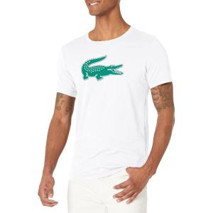 imageLacoste Mens Ultra Dry XXL Logo Sport TShirtWhiteGreenfinch