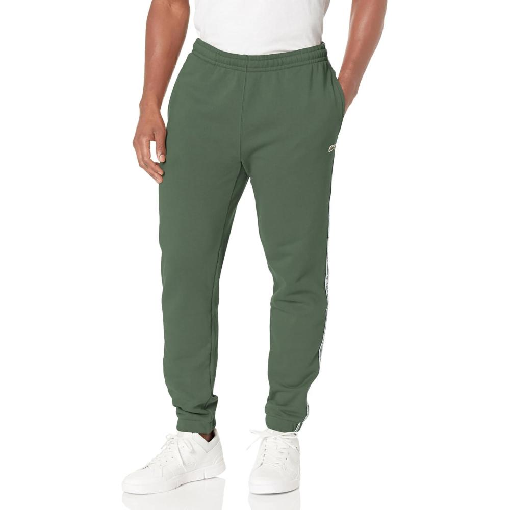 imageLacoste Mens Core Collection Tapered Fit Track PantsSequoia Taping