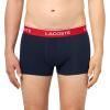 imageLacoste Mens Cotton Stretch Tricolor Waistband Trunks 3PackNavy BlueOrangeRed