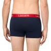 imageLacoste Mens Cotton Stretch Tricolor Waistband Trunks 3PackNavy BlueOrangeRed