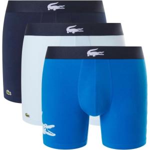 imageLacoste Mens Cotton Stretch Big Croc Print Boxer Briefs 3PackGypsy BlueLight BlueNavy Blue