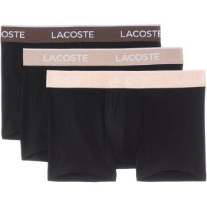 imageLacoste Mens Cotton Stretch Tricolor Waistband Trunks 3PackBlackBrown