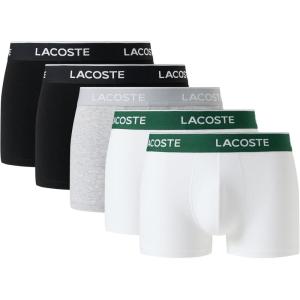 imageLacoste mens Cotton Stretch Essentials Trunks 5pack Amazon ExclusivesBlackWhiteSilver Chine