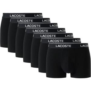 imageLacoste mens Cotton Stretch Essentials Trunks 7packBlack With Black Waistbands New