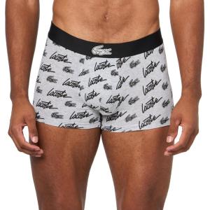 imageLacoste mens Cotton Stretch Print Animation TrunksGreyBlack