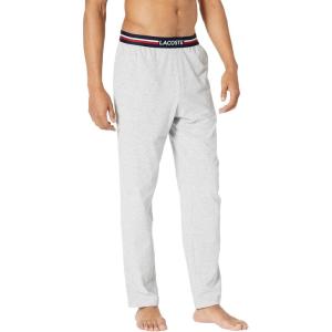 imageLacoste mens Cotton Stretch Tricolor Waistband Pajama PantsDove Grey