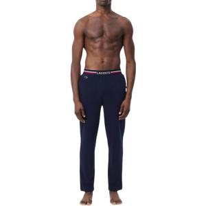 imageLacoste mens Cotton Stretch Tricolor Waistband Pajama PantsNavy Blue