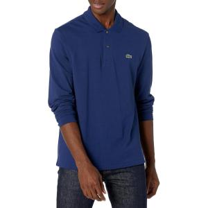 imageLacoste Mens Classic Long Sleeve Pique Polo ShirtDeauville Blue