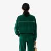 imageLacoste womens Oversized Zipped Velvet SweatshirtGreenWhite
