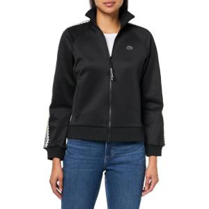 imageLacoste womens Loose Fit Logo Stripe Zipup SweatshirtBlack