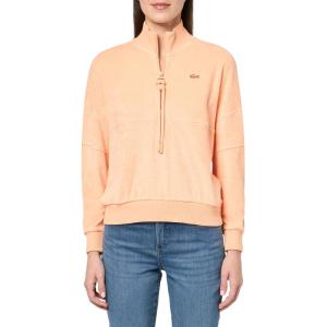 imageLacoste womens Oversize High Neck Zipped Fleece SweatshirtLedge Coral