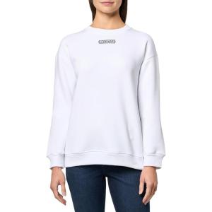 imageLacoste womens Oversized Brushed Fleece Crew Neck SweatshirtWhite