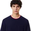 imageLacoste Mens Contrast Neck Relaxed Fit Pajama TShirt Amazon ExclusivesNavy Blue