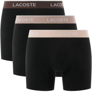 imageLacoste Mens 3 Pack Boxer BriefsBlack With BiscuitBaguetteBeige Waistbands