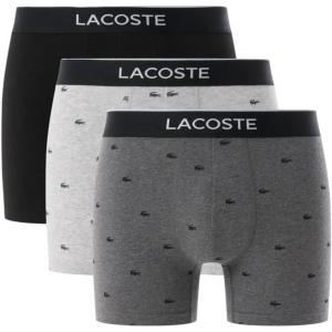 imageLacoste mens Casual All Over Croc 3 Pack Cotton Stretch Boxer BriefsBlackMidnight SmokeDove Grey