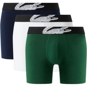 imageLacoste mens Cotton Stretch Big Croc Print Boxer Briefs 3pack Amazon ExclusivesGreenWhiteNavy Blue