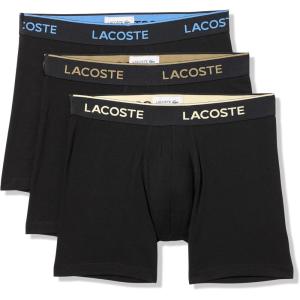 imageLacoste mens Cotton Stretch Essentials Boxer Briefs 3pack Amazon ExclusivesBlackVaporousOliveSesame