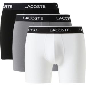 imageLacoste mens Cotton Stretch Essentials Boxer Briefs 3pack Amazon ExclusivesBlackWhiteLead Grey