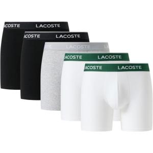 imageLacoste mens Cotton Stretch Essentials Boxer Briefs 5pack Amazon ExclusivesBlackWhiteSilver Chine
