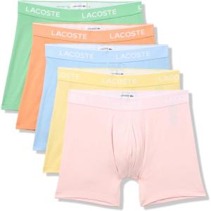 imageLacoste mens Cotton Stretch Essentials Boxer Briefs 5pack Amazon ExclusivesOverviewLiamoneYellowCoralineFlamingo